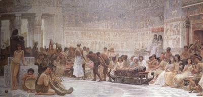 Alma-Tadema, Sir Lawrence Edwin Long,An Egyptian Feast (mk23) china oil painting image